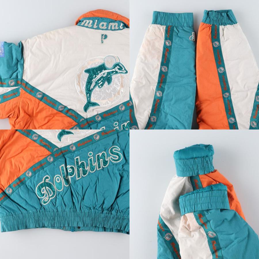 【PRO PLAYER】NFL マイアミドルフィンズ 中綿ジャケット ブルゾン 古着 90年代 PRO PLAYER NFL マイアミドルフィンズ 中綿