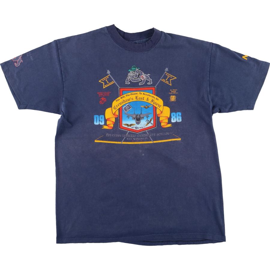 Hanes 古着 80年代 ヘインズ NAVY ミリタリープリントTシャツ USA製 