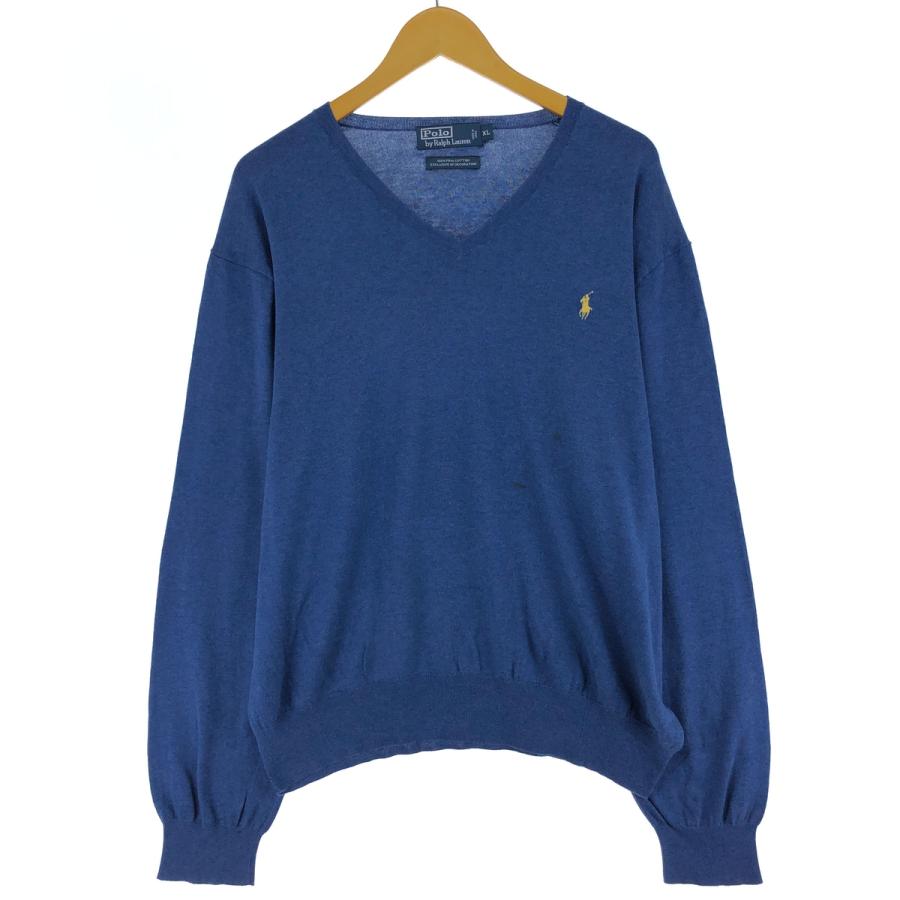 古着 ラルフローレン Ralph Lauren POLO by Vネック ピマコットン  