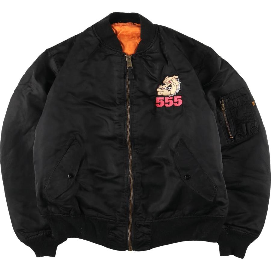 古着 民間品 アルファ ALPHA MA-1タイプ 犬柄 中綿入り ミリタリー