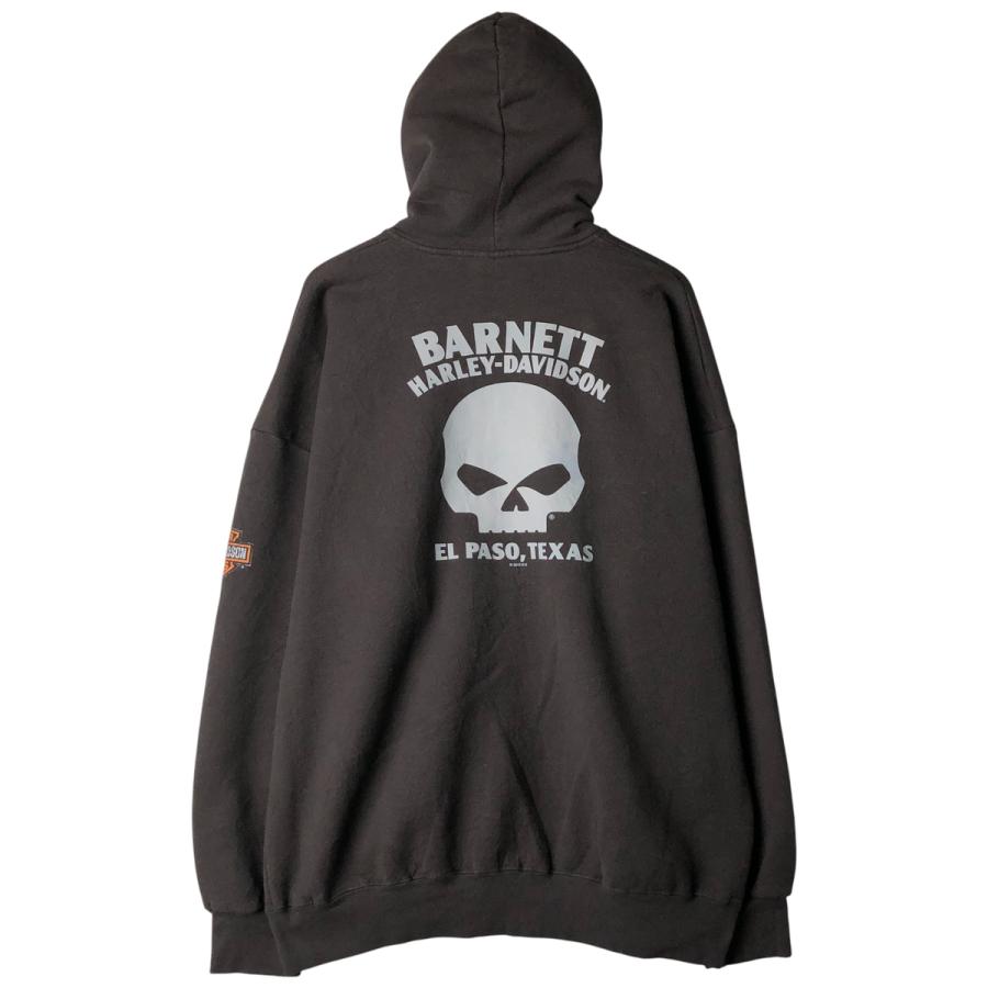 HARLEY-DAVIDSON プルオーバーパーカー　袖プリント　No1 スカル 古着 ハーレーダビッドソン Harley-Davidson ドクロ柄 スカル柄