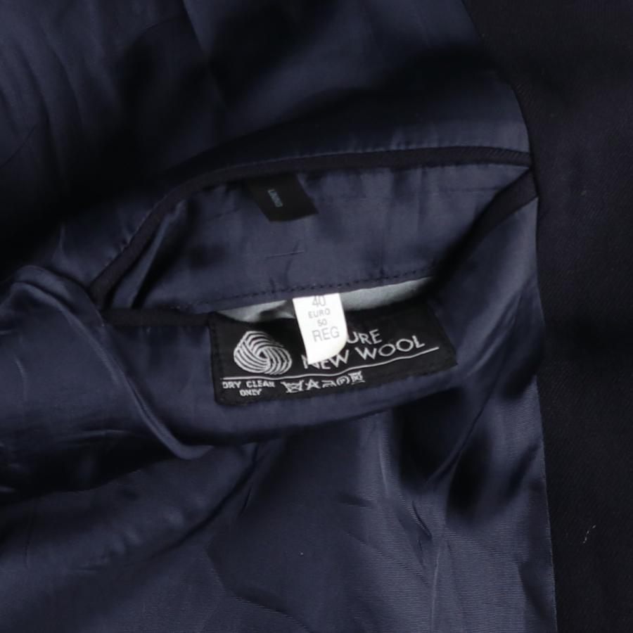 古着 pin stripe ダブルブレスト ピークドラペル 紺ブレザー