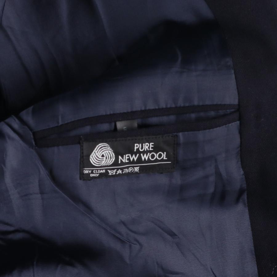 古着 pin stripe ダブルブレスト ピークドラペル 紺ブレザー