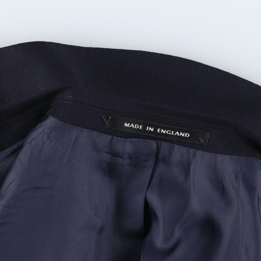 古着 pin stripe ダブルブレスト ピークドラペル 紺ブレザー