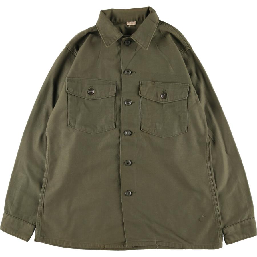 古着 70年代 米軍実品 SHIRT MAN'S COTTON SATEEN OG-107 CLASS 1