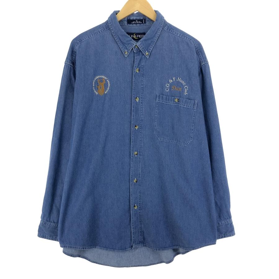 UNDERCOVER3デニム長袖シャツ ボタンダウン 青 ミッドブルー 軽量 デニムシャツ - ボタンダウンカラー - Eton