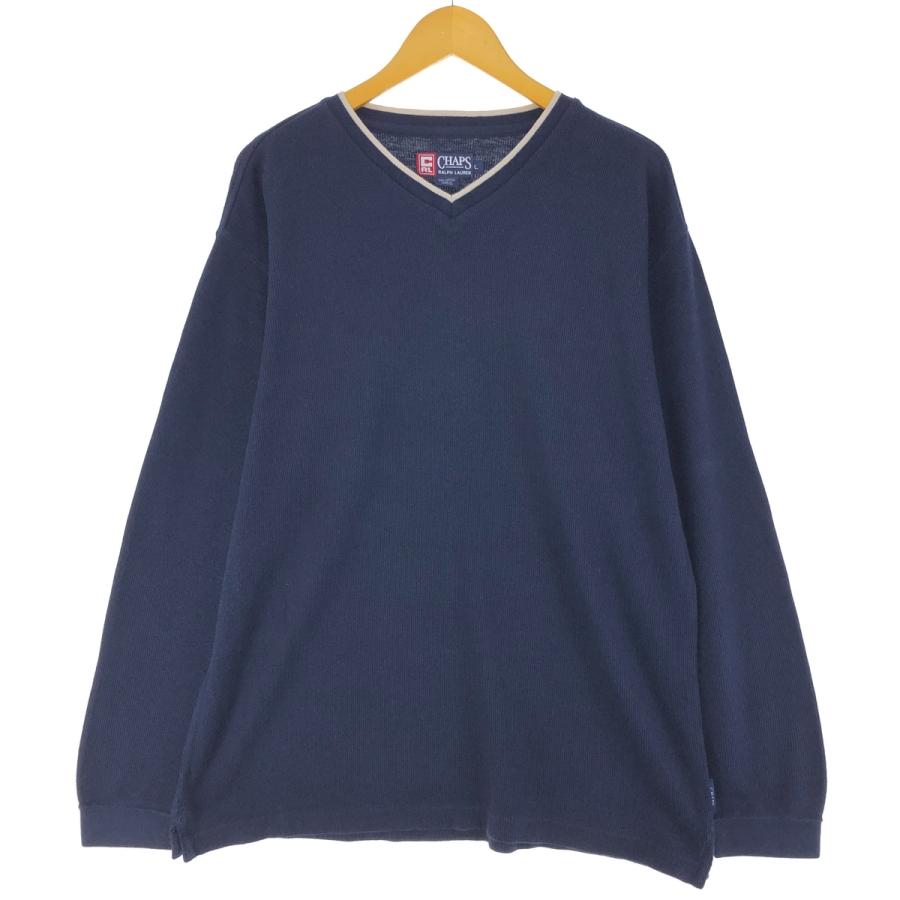 古着 90年代 ラルフローレン Ralph Lauren CHAPS リブ編み Vネック