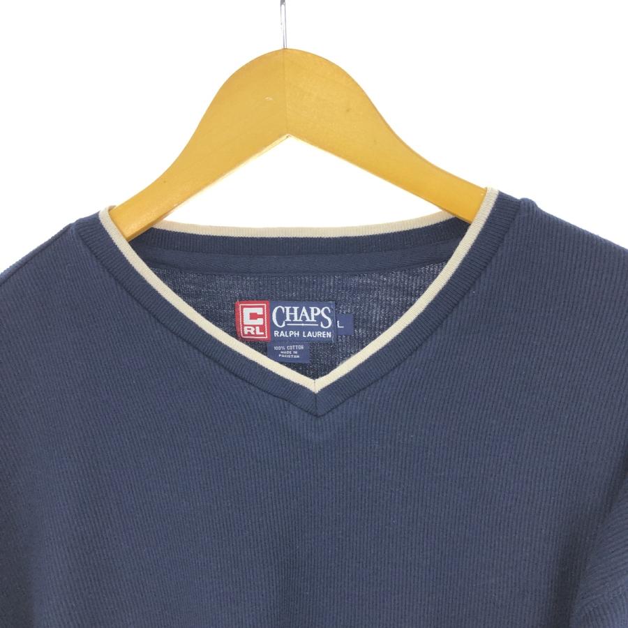 古着 90年代 ラルフローレン Ralph Lauren CHAPS リブ編み Vネック
