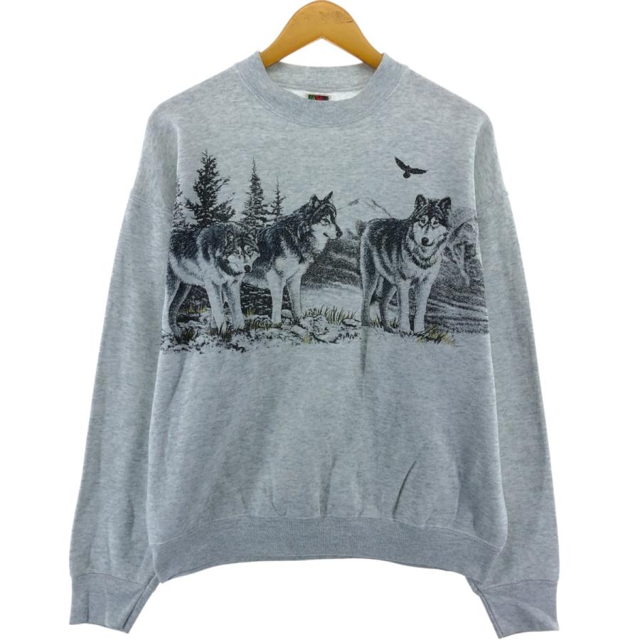 FRUIT OF THE LOOM 古着 フルーツオブザルーム オオカミ柄 アニマル