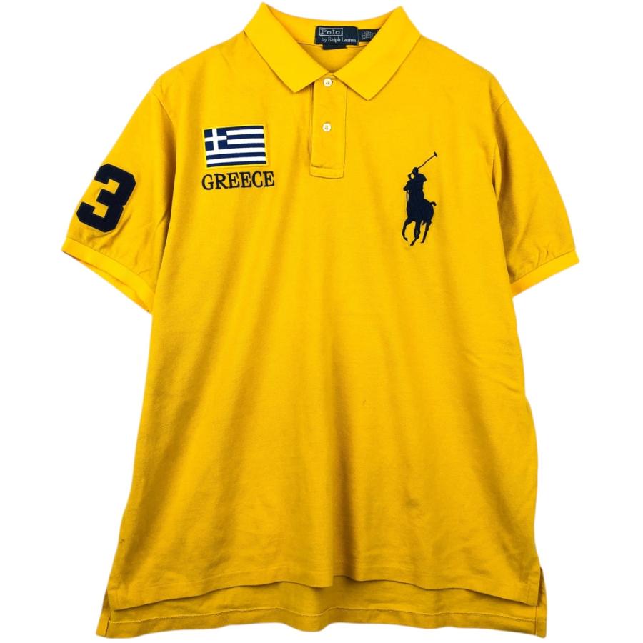ralph lauren ラルフローレン　ポロシャツ　国旗　東京 古着 ラルフローレン Ralph Lauren POLO by CUSTOM FIT 国旗柄 ビッグ