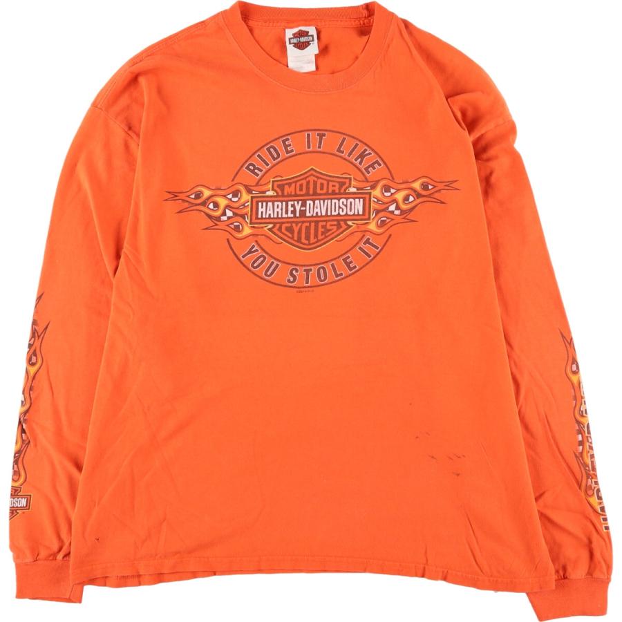 HARLEY-DAVIDSON ファイヤーパターン 長袖Tシャツ ロンT 古着 ハーレーダビッドソン Harley-Davidson ファイヤーパターン