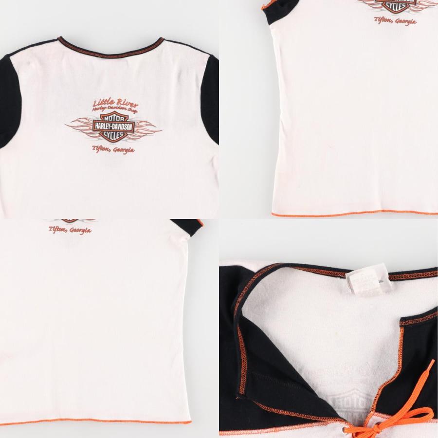 Harley Davidson - 古着 00年代 ハーレーダビッドソン Harley-Davidson スリットネック レースアップ モーターサイクル バイクTシャツ USA製 レディースL相当 /eaa475867 古着 00年代 ハーレーダビッドソン スリットネック レースアップ