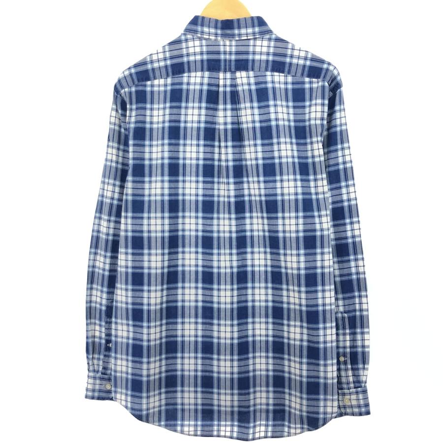 00s ラルフローレン BDシャツ タータンチェック XL相当ネイビー A322 古着 ラルフローレン Ralph Lauren INDIGO OXFORD 長袖 ボタンダウン
