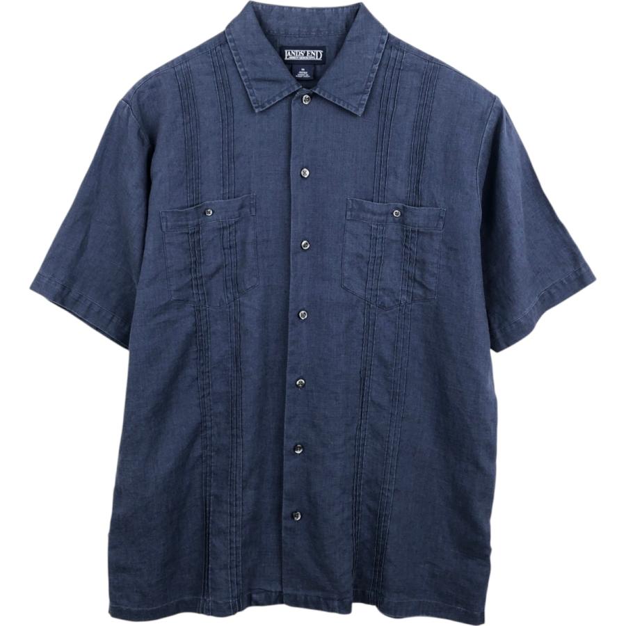 古着 ランズエンド LANDS' END 半袖 メキシカンシャツ キューバシャツ
