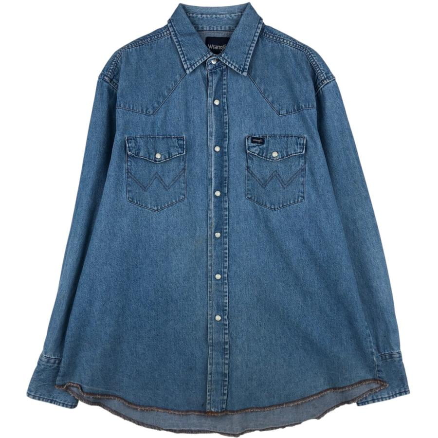 古着 ラングラー Wrangler 長袖 デニムウエスタンシャツ メンズXL相当/eaa478115 Wrangler（ラングラー） 古着 長袖 デニムウエスタンシャツ メンズXL