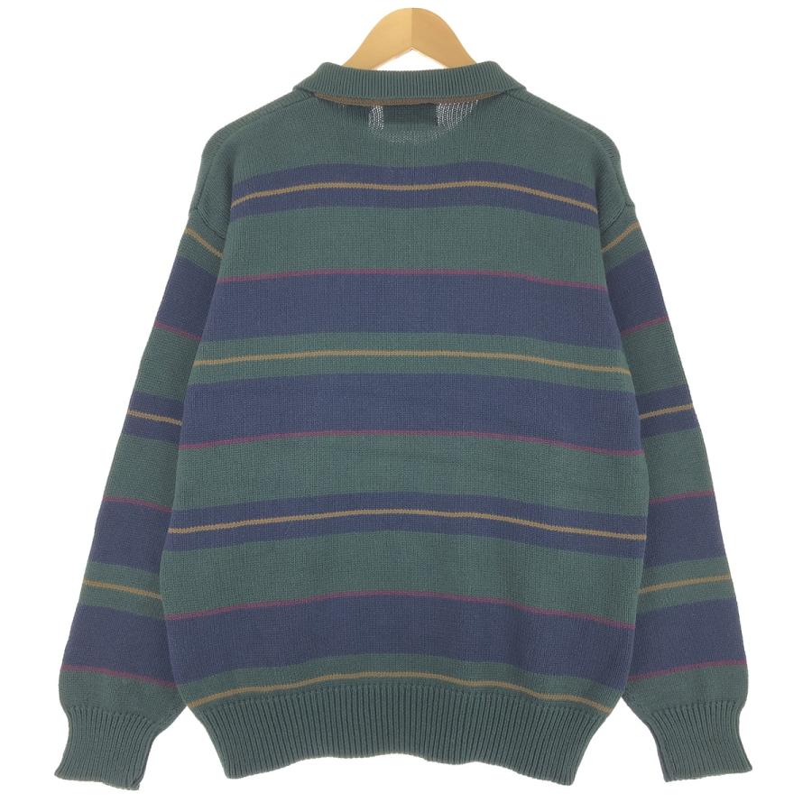 古着 WOODS GRAY マルチボーダー ポロニットセーター メンズM相当 