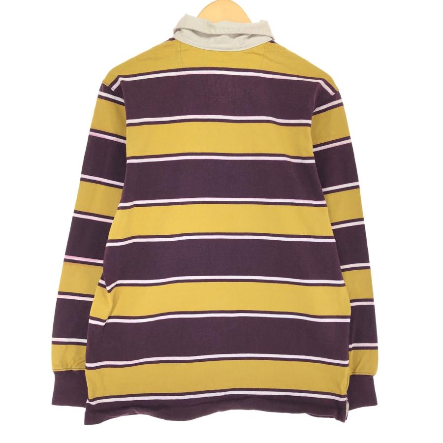 【ゆったり】 90s ポロスポーツ 長袖 ラガーシャツ M ボーダー柄 オレンジ Ralph Lauren - 90s USA製 ポロ ラルフローレン ボーダー 長袖