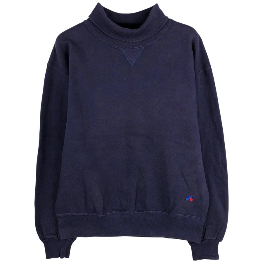 【レアモデル】90s RUSSELL タートルネックスウェット USA製 無地 古着 90年代 ラッセル HIGH COTTON タートルネック 無地 ブランク