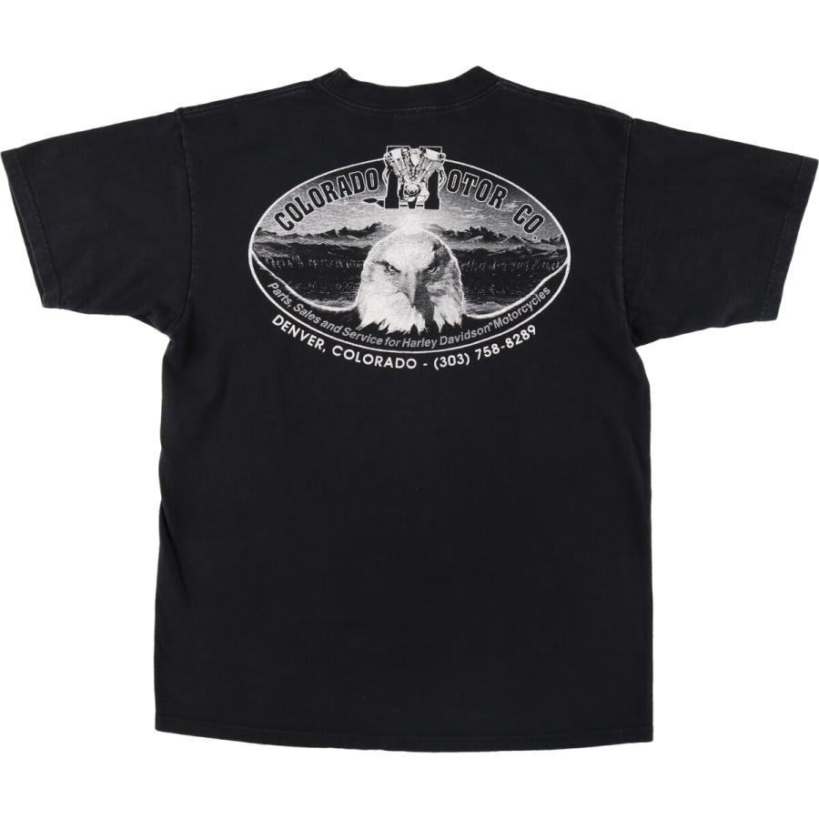 Harley Davidson - 古着 90年代 ハーレーダビッドソン 鷲柄 イーグル柄 モーターサイクル バイクTシャツ USA製 レディースL相当 ヴィンテージ /eaa485557 古着 90年代 ハーレーダビッドソン 鷲柄 イーグル柄 モーター