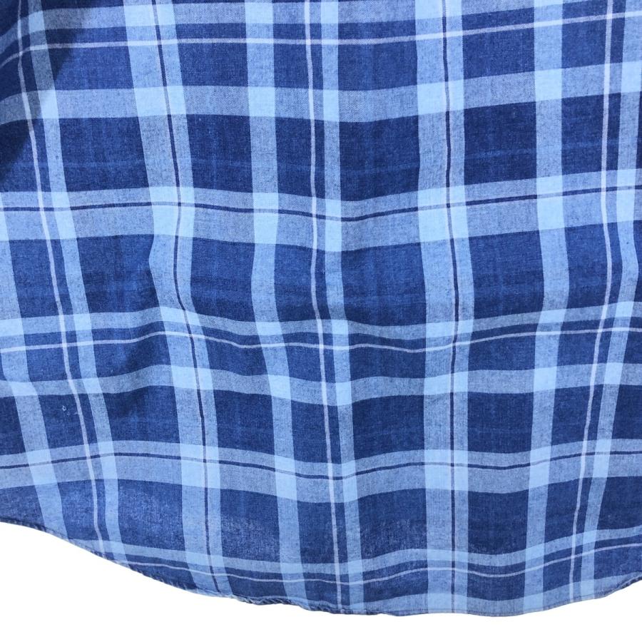 人気 ラルフローレン 半袖　シャツ 2XL ブルー チェック ボタンダウン 古着 RALPH LAUREN ラルフローレン ボタンダウン 半袖シャツ チェック