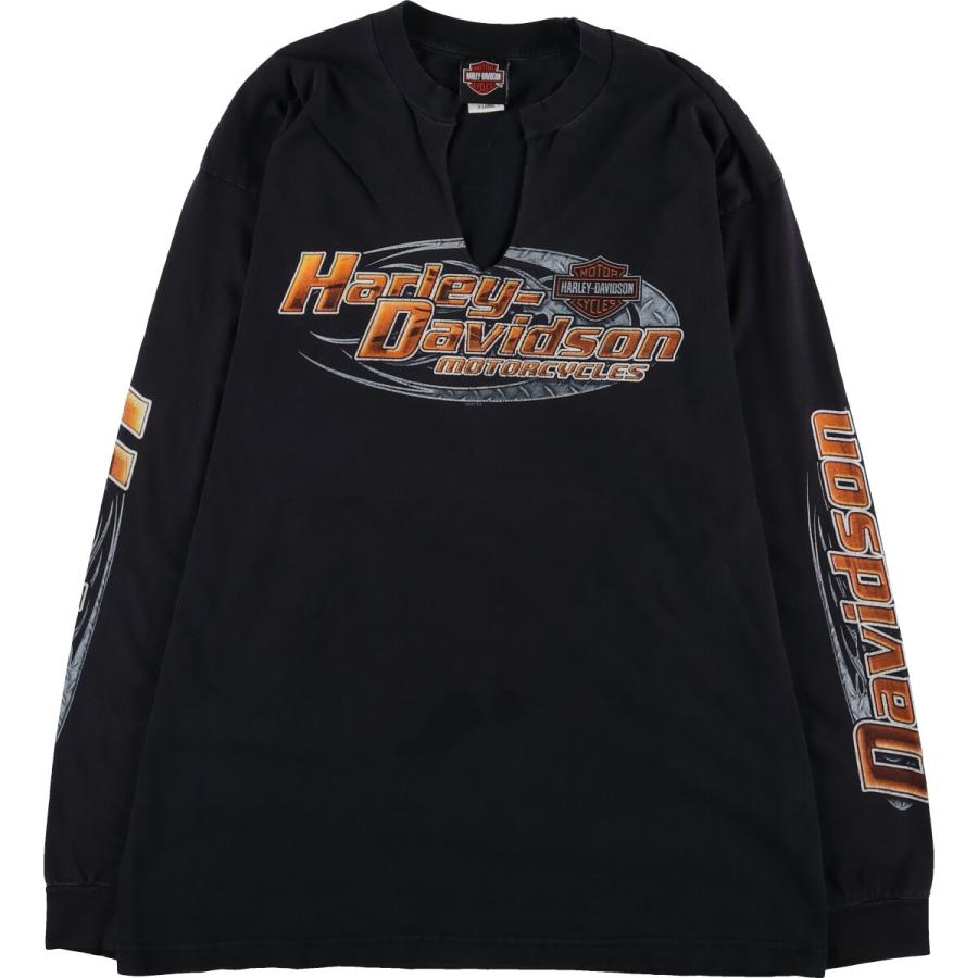 00s USA製 ハーレーダビッドソン スカル ロンT XL オレンジ イーグル