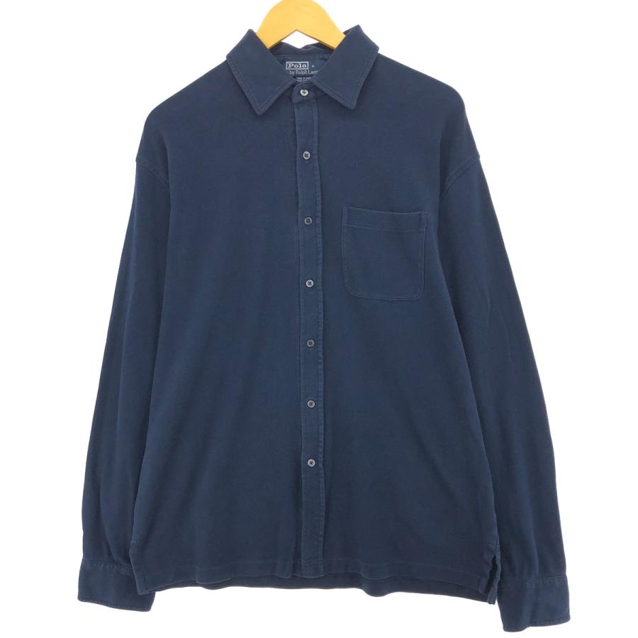 【古着】RALPH LAUREN Men's ラグビーシャツ コットン100% 古着 ラルフローレン Ralph Lauren POLO by 長袖 コットンシャツ