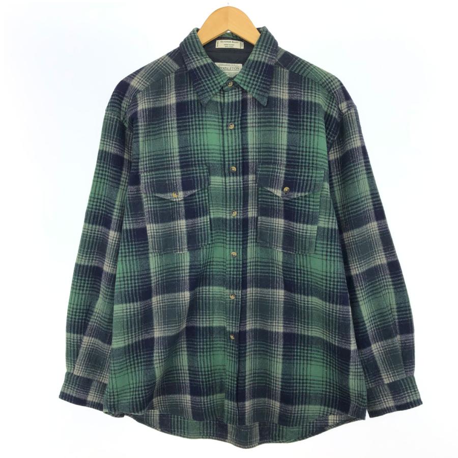 古着 ペンドルトン PENDLETON オンブレチェック ウールシャツ メンズL 