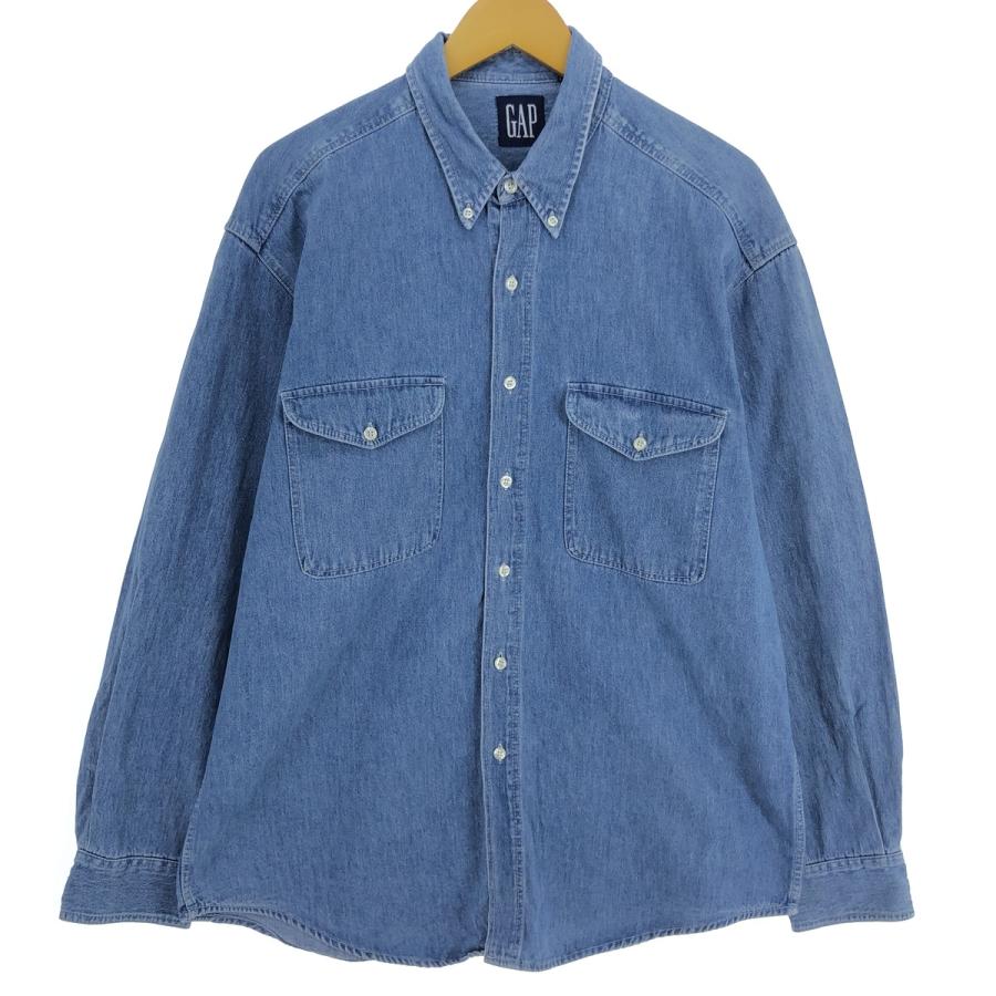 ギャップ 90s GAP denim shirt L l botton GAP 古着 90年代 ギャップ オールドギャップ 長袖 ボタンダウン
