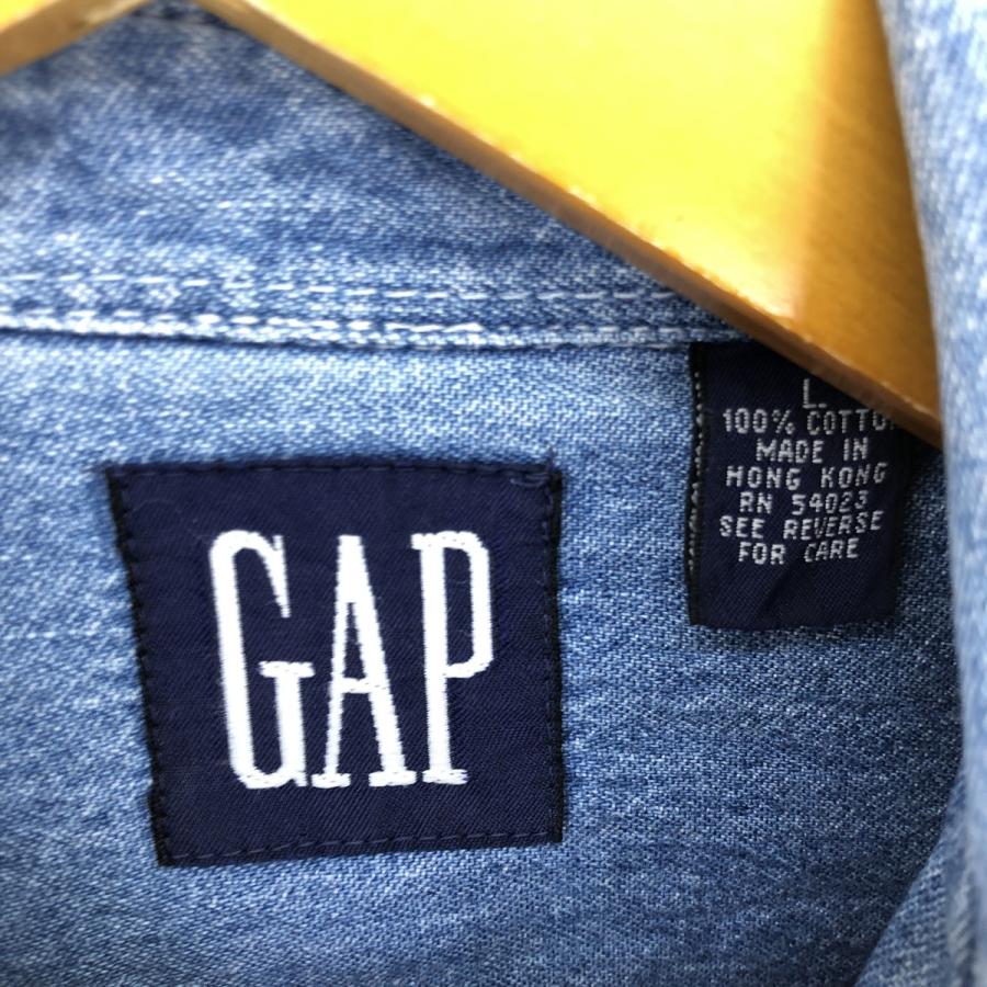ギャップ 90s GAP denim shirt L l botton GAP 古着 90年代 ギャップ オールドギャップ 長袖 ボタンダウン