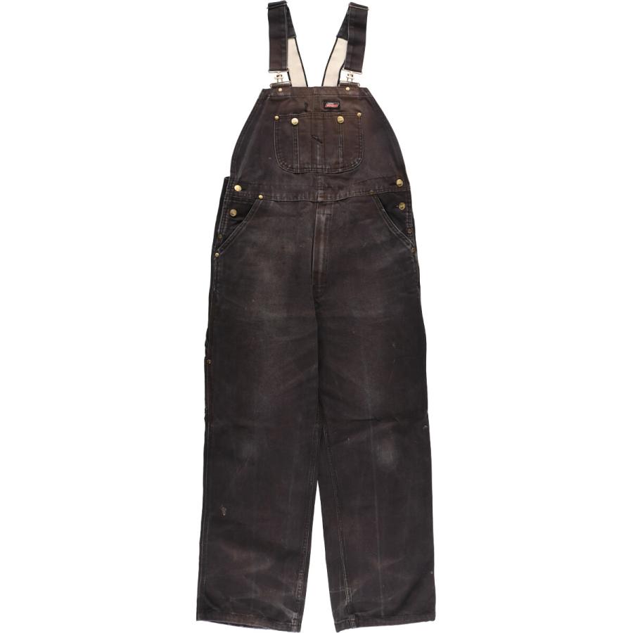 【最終値下げ】ディッキーズ ダック地/オーバーオール/サロペット/W44×32 Dickies 中綿 ダック オーバーオール W44 ブラック ディッキーズ