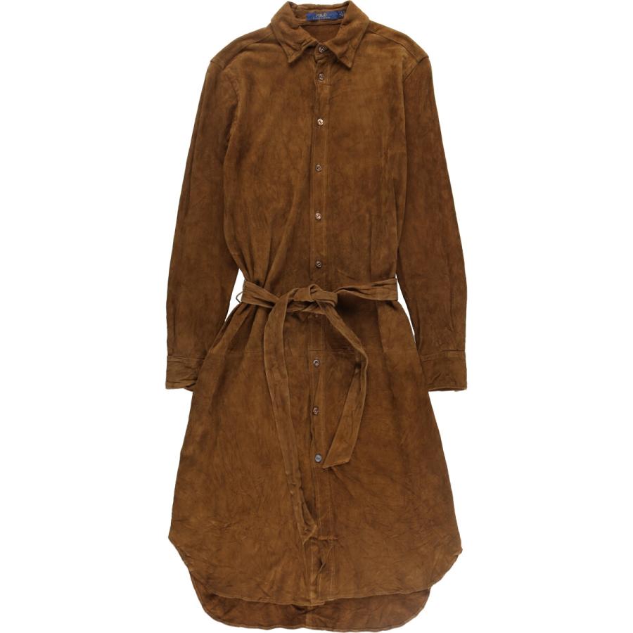 Ralph Lauren ラルフローレン　シャツワンピース　ブラウン　茶色XXL 古着 ラルフローレン Ralph Lauren POLO RALPH LAUREN スエード 長袖