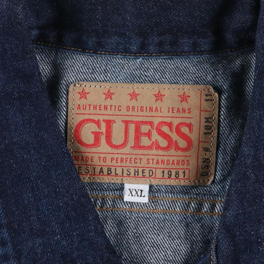 【GUESS】90s ゲス 濃紺ビッグサイズXXLデニムジャケット GUESS 古着 濃紺 90年代 ゲス Guess デニムジャケット Gジャン