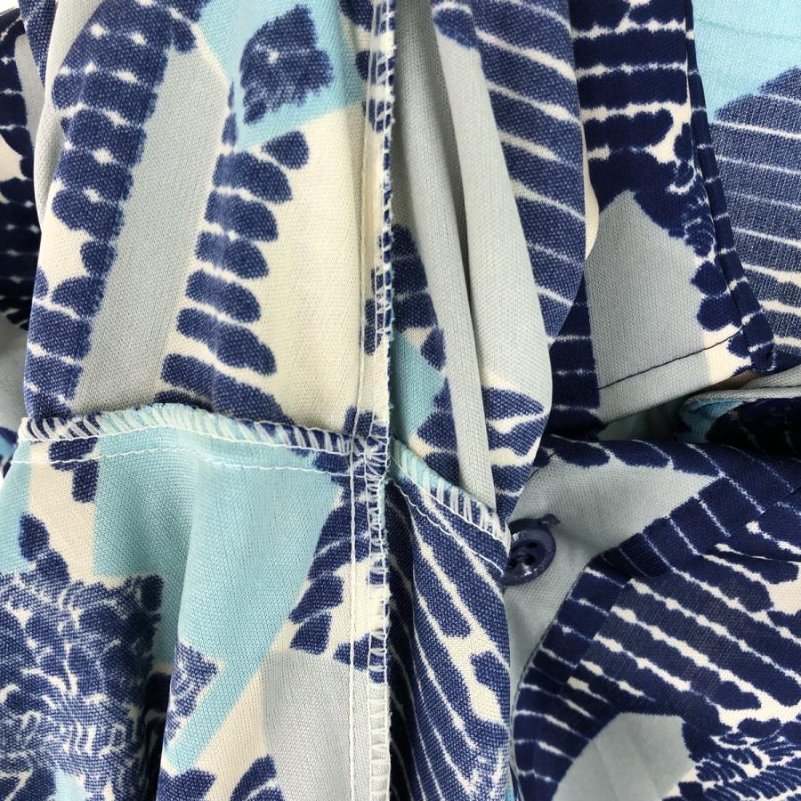 古着 70年代 Oleg Cassini 総柄 長袖 ボックスシャツ メンズL