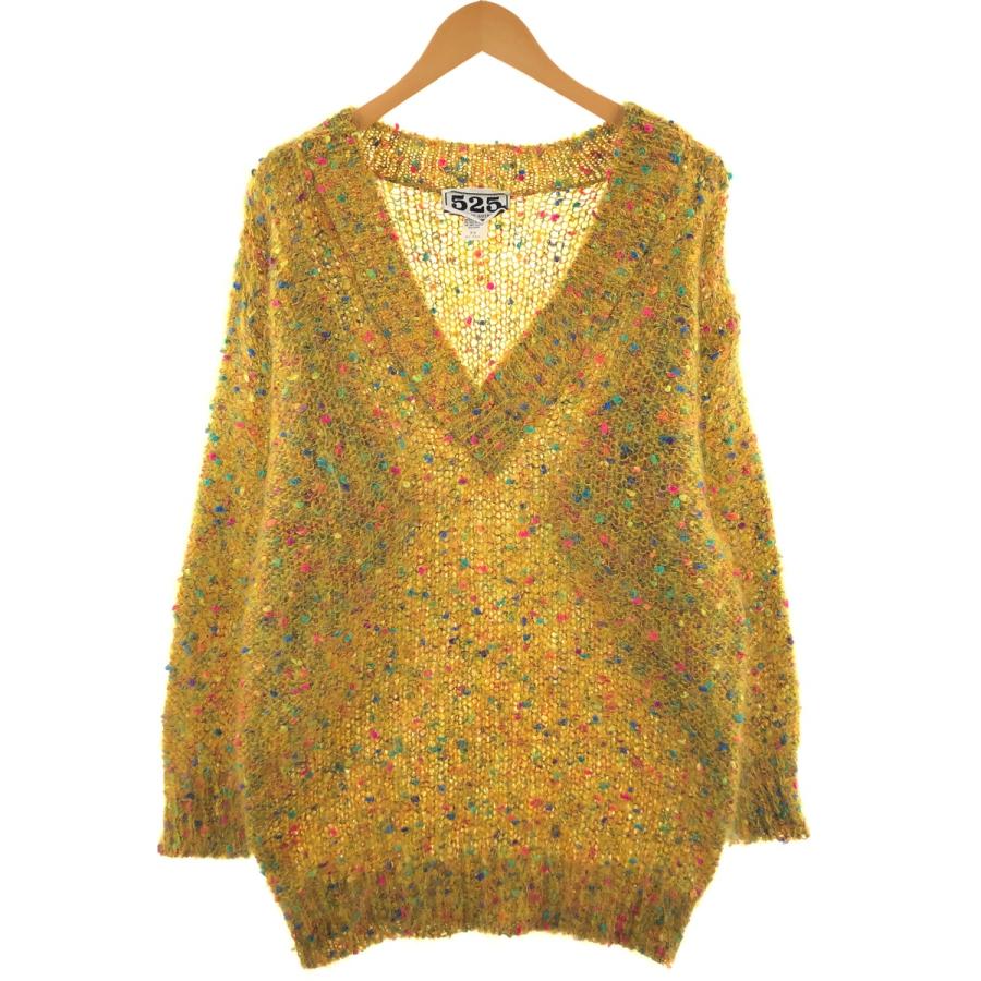 古着 80年代 525 カラーネップ Vネック モヘアニットセーター USA製