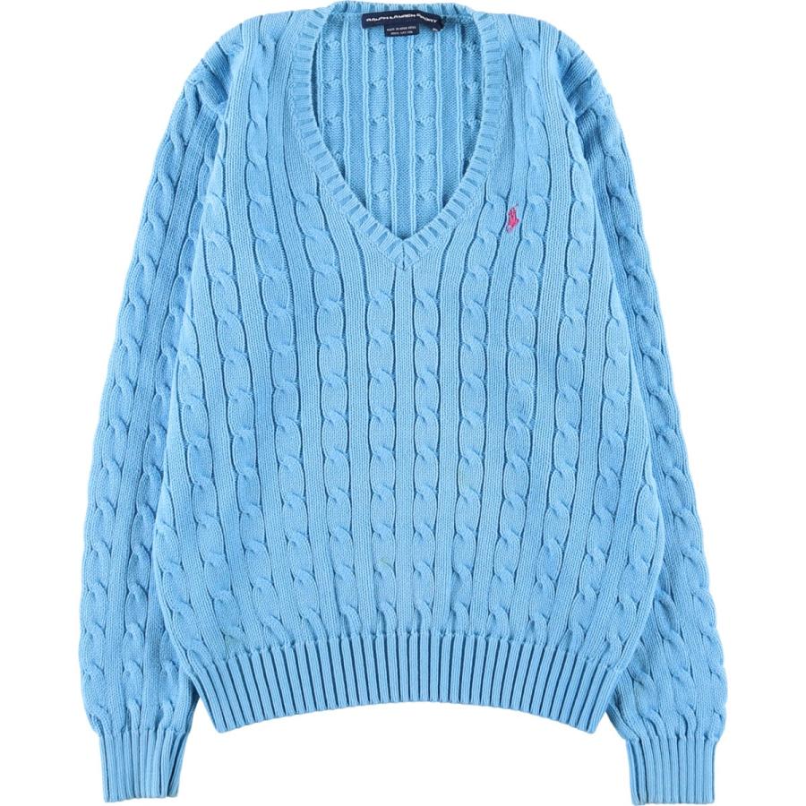 Ralph Lauren - 古着 ラルフローレン Ralph Lauren RALPH LAUREN SPORT ケーブル編み Vネック コットンニットセーター レディースL相当 /eaa493900 古着 ラルフローレン Ralph Lauren RALPH LAUREN SPORT ケーブル