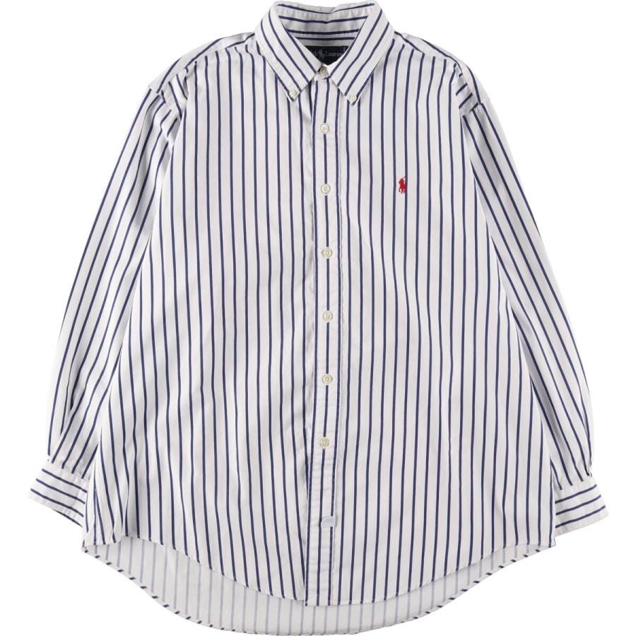 ポロラルフローレン ロゴ ストライプ 3XL 古着 ボタンダウンシャツ 長袖 古着 ラルフローレン Ralph Lauren 長袖 ボタンダウンストライプ