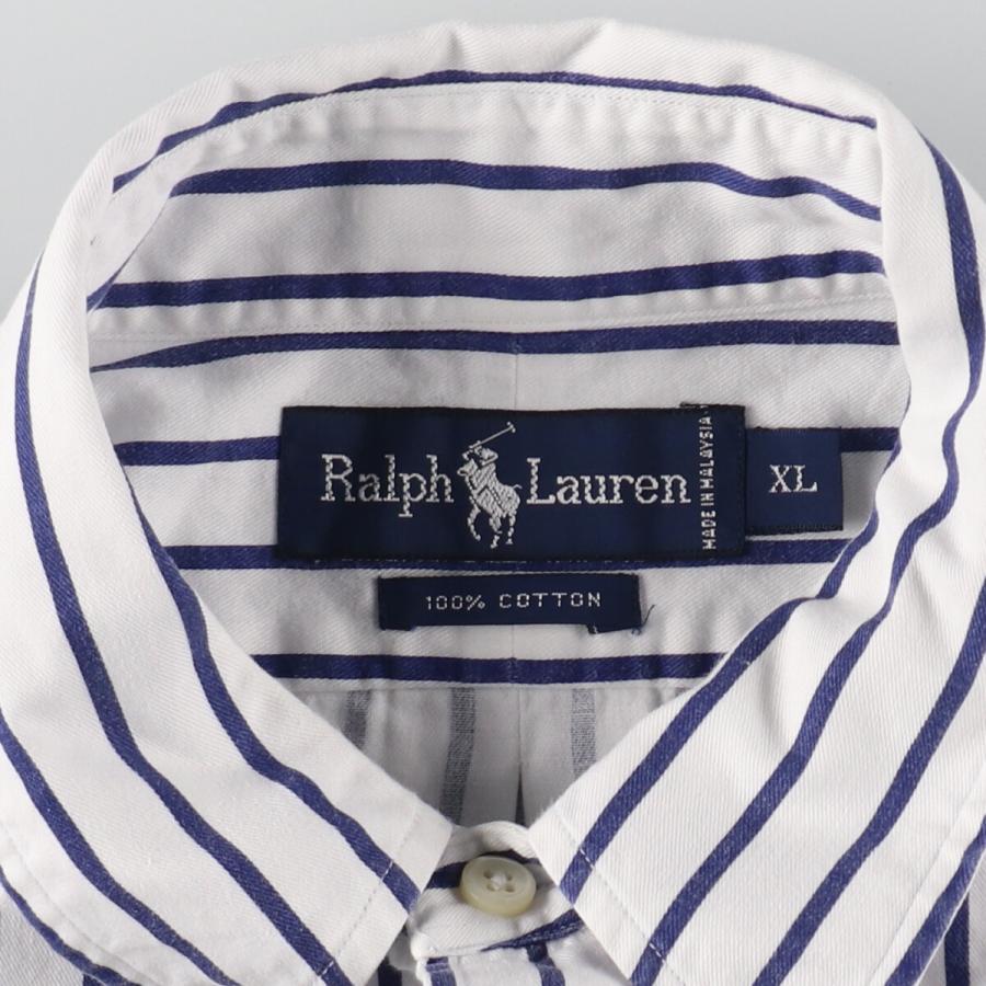 ラルフローレン 半袖シャツ 3XL相当 ブルー ストライプ ボタンダウン 古着 古着 ラルフローレン Ralph Lauren 長袖 ボタンダウンストライプ