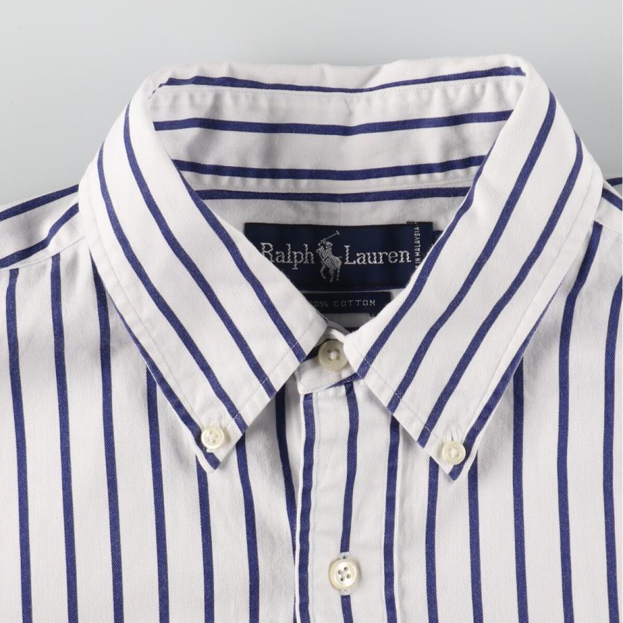 ラルフローレン 半袖シャツ 3XL相当 ブルー ストライプ ボタンダウン 古着 古着 ラルフローレン Ralph Lauren 長袖 ボタンダウンストライプ