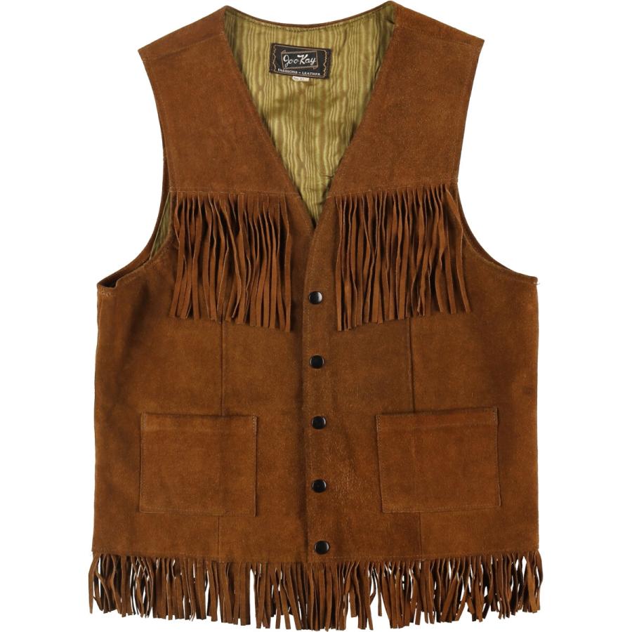 古着 70年代 JOO KAY フリンジ付き スエードレザーベスト メンズM相当 ヴィンテージ /eaa496763 古着 70年代 JOO KAY フリンジ付き スエードレザーベスト メンズ