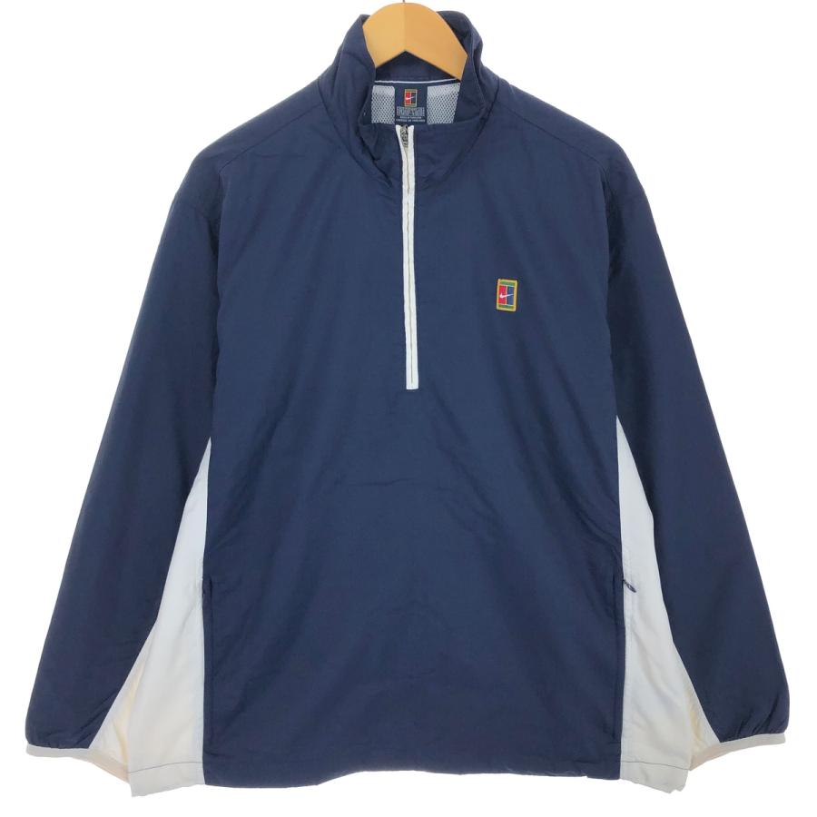 白タグ　ナイキ　ハーフジップ　ナイロンプルオーバージャケット　XL ネイビー NIKE 古着 90年代 ナイキ ハーフジップ ナイロンプルオーバー メンズM