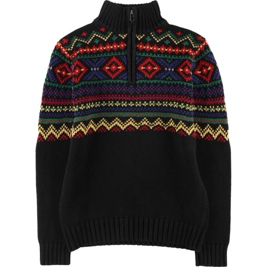 Ralph Lauren - 古着 ラルフローレン Ralph Lauren POLO by Ralph Lauren 総柄 コットンニットハーフジップセーター レディースL相当 /eaa496787 古着 ラルフローレン Ralph Lauren POLO by 総柄 コットンニット