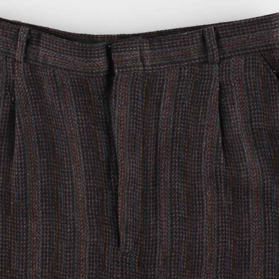 古着 90s 3タック 極太 ワイド スラックス パンツ ストライプ ブラック 古着 ~90年代 LORD ISAACS ストライプ柄 ワンタック スラックス