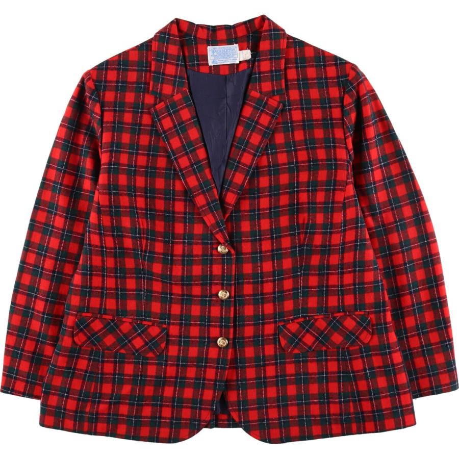 PENDLETON - 古着 70年代 ペンドルトン PENDLETON タータンチェック ウール テーラードジャケット USA製 レディースXL相当 ヴィンテージ /eaa497059 PENDLETON 古着 70年代 ペンドルトン タータンチェック ウール