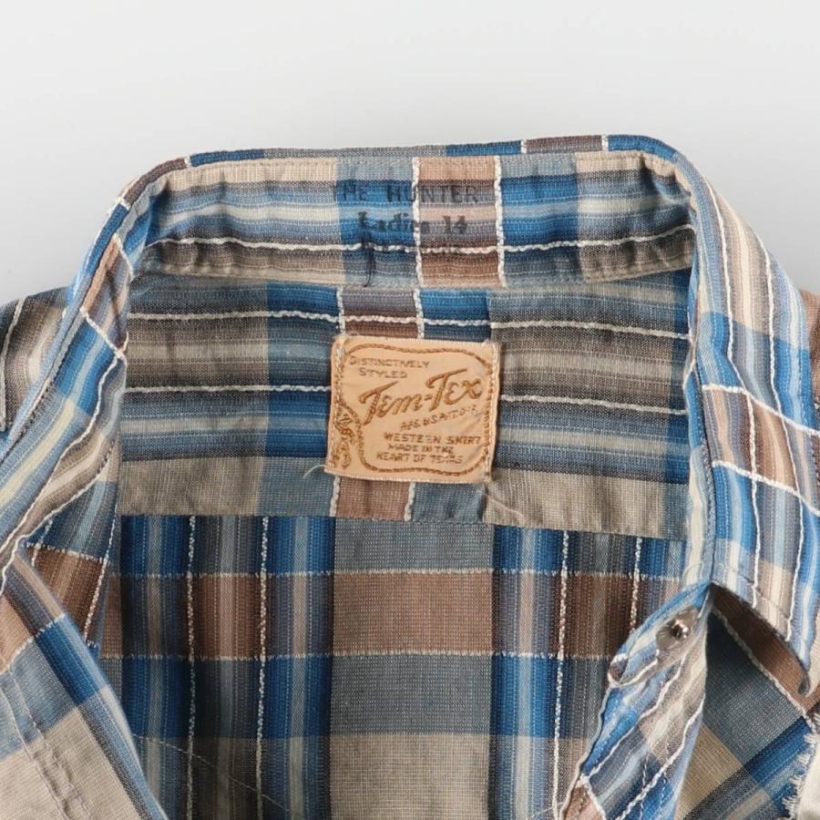 古着 50~60年代 TEM-TEX チェック柄 長袖 ウエスタンシャツ USA製 レディースS相当 ヴィンテージ /eaa498391 古着 50~60年代 TEM-TEX チェック柄 長袖 ウエスタンシャツ USA製