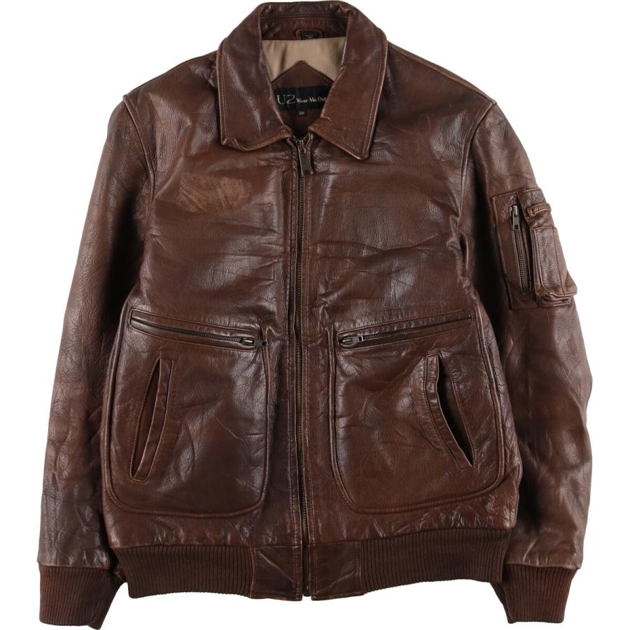 古着 U2 WEAR ME OUT レザーフライトジャケット メンズL相当