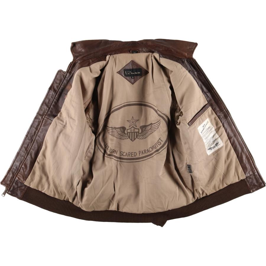 古着 U2 WEAR ME OUT レザーフライトジャケット メンズL相当