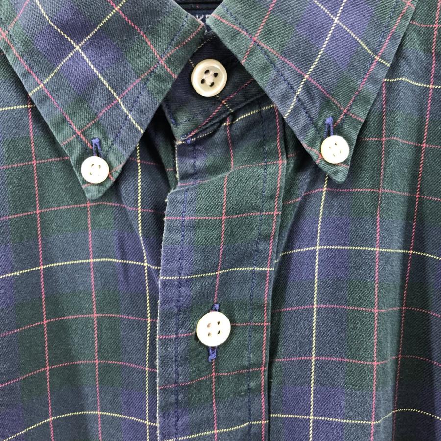RALPH LAUREN / B/D長袖シャツ/L/コットン/GRN/チェック 古着 90年代 ラルフローレン POLO RALPH LAUREN チェック柄 長袖