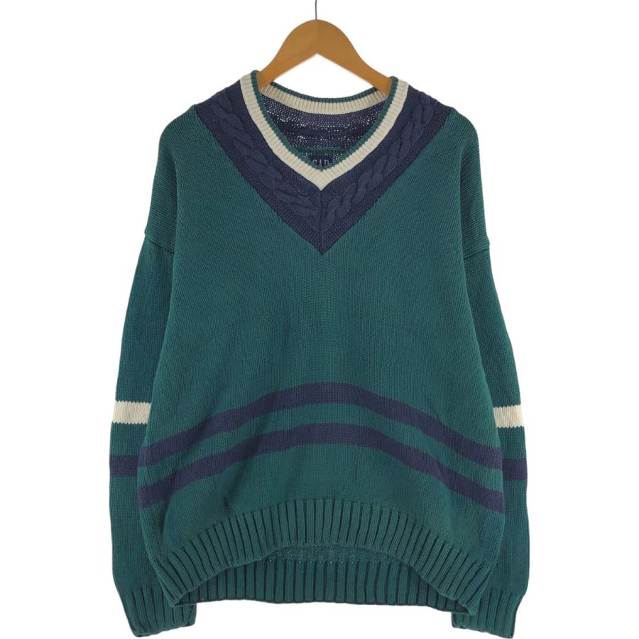 古着 90年代 ギャップ GAP オールドギャップ Vネック コットンニットセーター メンズL相当 ヴィンテージ /eaa501575 GAP（ギャップ） 古着 90年代 オールドギャップ Vネック コットン