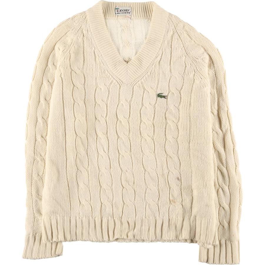 LACOSTE（ラコステ） 古着 70年代 LACOSTE IZOD ケーブル編み Vネック 