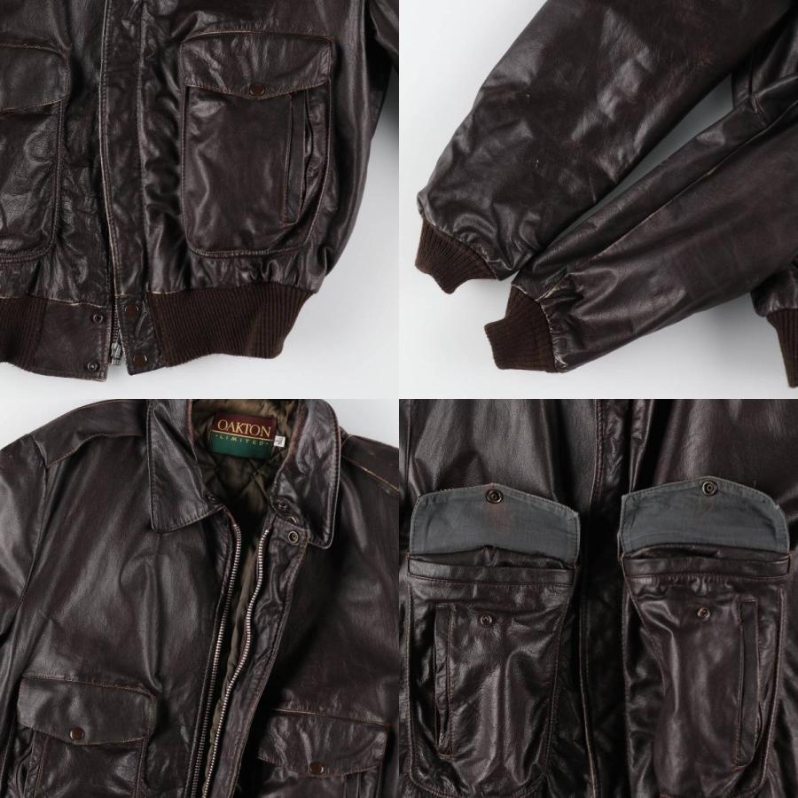 美品80s 90sUSA製 OAKTON A-2 レザージャケット 80〜90年代 USA製 OAKTON LIMITED A-2タイプ ミリタリー